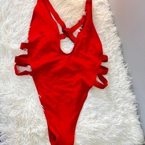 Matte Collection Red One Piece Swimsuit